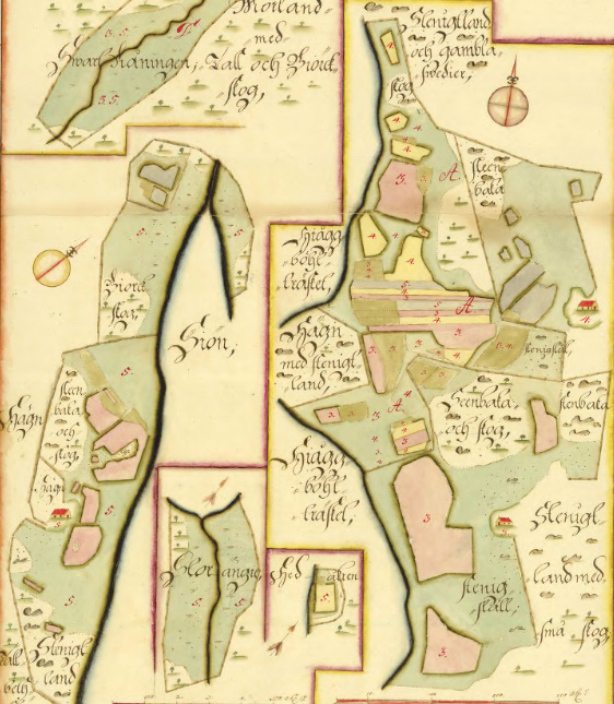 Karta över sjön och Östra Hjoggböle 1717